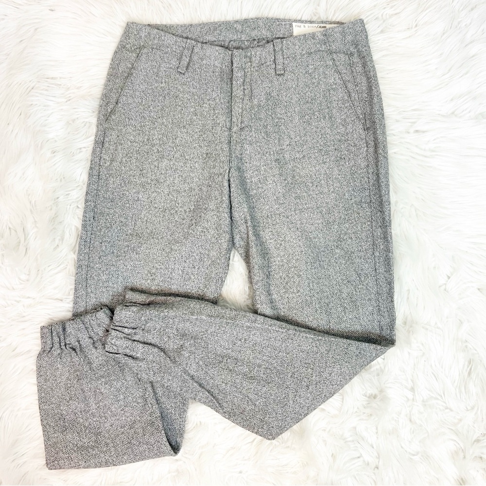 RAG & BONE JEAN SPECKLE GRAY WOVEN JOGGER BOTTOM PANTS WOMENS SZ 27